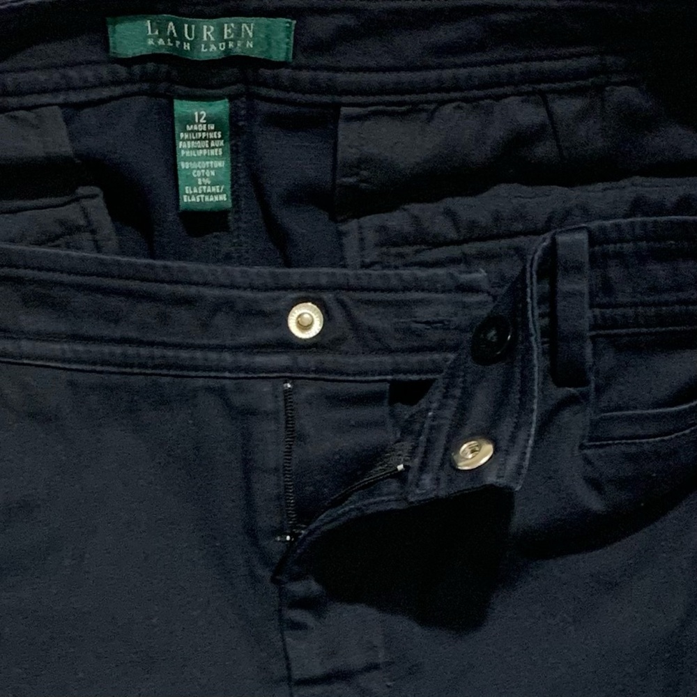 Lauren Ralph Lauren Women’s Black Flat Front Shorts Size 12 Cotton Stretch - Picture 6 of 6